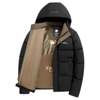罗蒙 男士短款连帽棉服 黑色 2XL