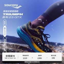 索康尼 2025TRIUMPH胜利23GTX跑步鞋缓震舒适防水运动男女跑鞋 黑棕 42