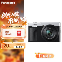 松下 LUMIX ZS99 数码相机 高清视频 蓝牙传输 无内存卡 银色