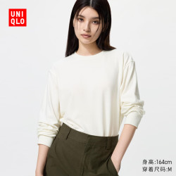 优衣库 女装柔软针织摇粒绒圆领套头衫长袖抓绒479609 乳白色 M
