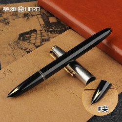 英雄 钢笔616S 金属杆暗尖墨水笔 经典老式升级款 黑色银帽 F暗尖