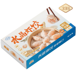 338海鲜水饺 馅料 冷冻水晶虾饺300g/盒 16个