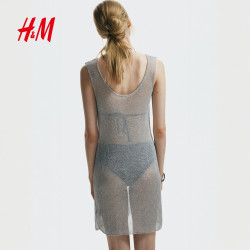 H&M HM2026秋季新款女装闪光罗纹针织连衣裙1341863