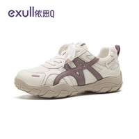 依思Q 依思 Q（exull）网面运动鞋女款2026新款秋季透气通勤厚底老爹鞋小白鞋