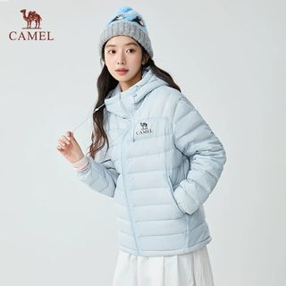 骆驼 抗静电轻薄连帽女士羽绒服