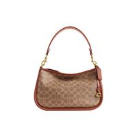 COACH 奥莱女士女包经典标志CARY 单肩斜挎包手提包通勤 B4/棕黄色 焦糖色(新版）