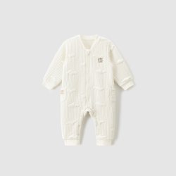 乖奇熊 新生婴儿夹丝棉保暖连体衣冬季男女宝宝拉链哈衣服蚕丝爬服