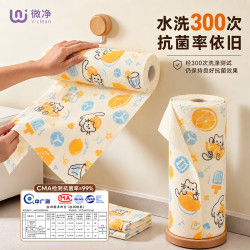 微净 冰柠猫10A抗菌手撕抹布洗碗布吸水一次性懒人抹布30*30cm  40片