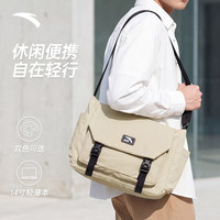 安踏 斜挎包男士挎包男女潮牌大容量轻量化单肩包休闲运动小背包邮差 卡其色