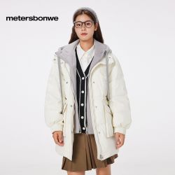 美特斯邦威 羽绒服款拼接潮流百搭中长假两件保暖外套