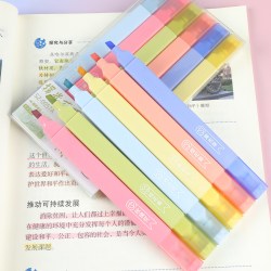 奢择 小学生专用彩色划重点荧光笔6支