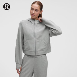 lululemon 丨Scuba™ 女士超宽松款拉链连帽衫 *华夫格 LW3JCVS 杂色核心中灰 M /L