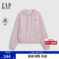 Gap 女装2026秋新品爱心logo加绒彩绳连帽宽松卫衣2SS623061 粉色 M (165/88A) 亚洲尺码