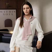 斐乐 女装运动卫衣女士时尚简约舒适百搭翻领套头休闲针织长袖上衣