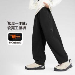 左西 男童加绒裤子加厚保暖秋冬儿童工装裤中大童洋气休闲长裤冬季童装