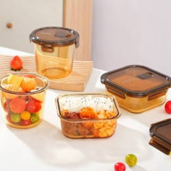 康宁 琥珀色耐冷耐热玻璃保鲜盒4件套700*2+800*2礼盒装【京东限定】
