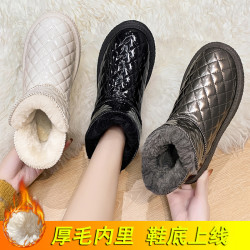 加绒加厚雪地靴女2026冬季新款短筒棉靴保暖棉鞋平底女鞋短靴鞋子