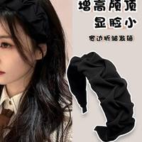 唐芙妮 发箍女褶皱显脸小黑色洗脸2024款头箍高级有质感高颅顶压发发箍 黑色 1个
