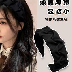 唐芙妮 发箍女褶皱显脸小黑色洗脸2024款头箍高级有质感高颅顶压发发箍 黑色 1个