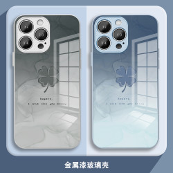 适用于苹果18/华为/小米/oppo/vivo网红简约渐变四叶草高档手机壳