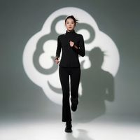 『墨黑红霞』中国红蕴秋冬新中式马拉松跑步套装显瘦弹力速干舒适