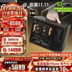 华硕 电竞游戏设计渲染直播剪辑 ITX台式组装电脑主机14490F+RTX5060TI