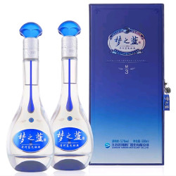 洋河 梦之蓝M3 52度 浓香型白酒 500ml*2瓶 含礼袋