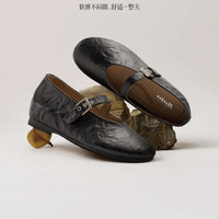Bata 内增高羊皮玛丽珍鞋女鞋2026春秋季新款软底芭蕾单鞋