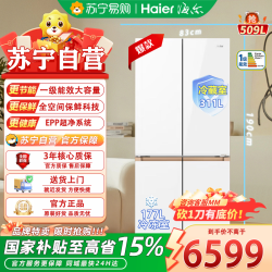 海尔 509L十字对开门冰箱超薄零嵌 全保鲜科技BCD-509WGHTD1B
