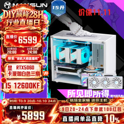 铭瑄 迷你ITX 纯白 电脑主机 I5 12600KF+RTX5060 瑷珈白色三风扇