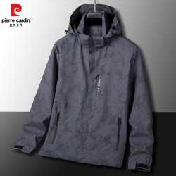 皮尔·卡丹 皮尔卡丹（pierre cardin）男士防风防水连帽冲锋衣