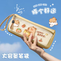 语季 卡皮巴拉IP透明三角笔袋 双层大容量 文具盒