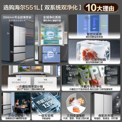 海尔 HRF-B55GFBCU1 EPP全域净化 551L 法式冰箱