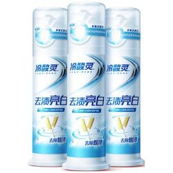 冷酸灵 抗敏感 泵式按压 去渍亮白牙膏125g*3支+赠极地白30g*2