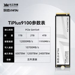致态 长江存储 2TB SSD固态硬盘 NVMe M.2接口 TiPlus9100 系列