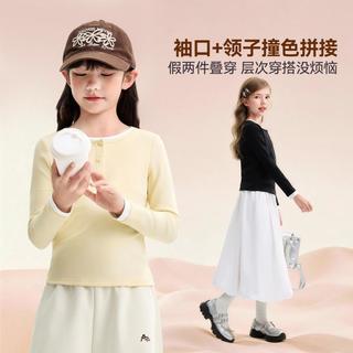 安奈儿 女童元气撞色假两件T恤