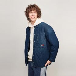 TOMMY HILFIGER Tommy Jeans秋冬男女工装风刺绣绗缝宽松牛仔铺棉外套