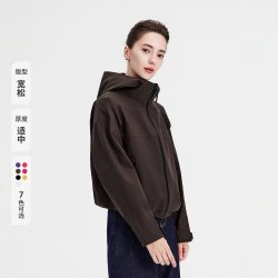 navigare 小帆船棕色连帽短外套女士夹克上衣