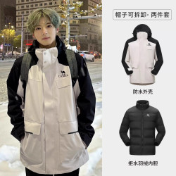 骆驼 女装羽绒服冲锋衣三合一冬季羽绒内胆两件套登山服休闲外套