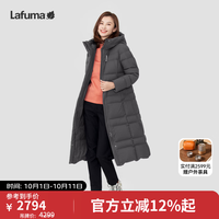 乐飞叶 户外羽绒服女 过膝长款防泼水保暖鹅绒防寒外套 LFJU4DH10 烟灰色DE M (38) 165/84A