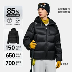 特步 羽翼有暖气丨连帽羽绒服男款冬季鹅绒户外登山面包服防风外套