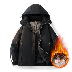 速发高货大码冬季新款工装羽绒服男加肥加大胖子滑雪防寒服保暖白