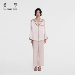 桑罗 26新款玻尿酸美肤23姆米重磅真丝睡衣套装女家居服外穿 荷粉色 S