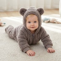 小猪大卫 宝宝连体衣可爱造型春秋冬毛绒婴幼儿爬服保暖居家外出服