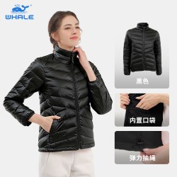 鲸鱼 滑雪羽绒服女短款轻薄保暖外套户外运动防风防水滑雪服