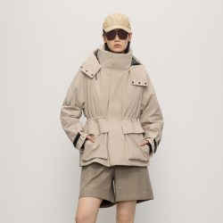 高梵 黑金鹅绒服2025年冬季羽绒服女短连帽收腰外套