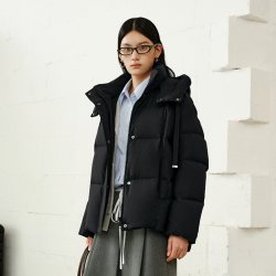 艾莱依 短款泡芙羽绒服女时尚年冬新款气质可脱卸连帽抗寒保暖外套