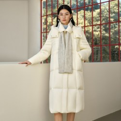 艾莱依 陈都灵同款艾莱依长款羽绒服女时尚冬新款可脱卸连帽泡芙气质外套