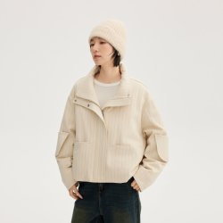 艾莱依 短款羽绒服女时尚冬季新款简约气质高级感立领落肩休闲外套