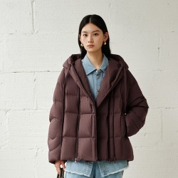 艾莱依 短款羽绒服女休闲冬季新款时尚气质连帽加厚保暖面包服外套